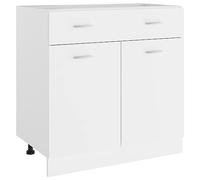 Mandloder Lyon Armoire basse en bois Blanc 80 x 46 x 81,5 cm Meuble de cuisine avec espace de rangement polyvalent