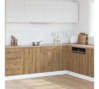 Mandloder Lyon Meuble bas en chêne artisanal 50 x 46 x 81,5 cm avec tiroir et compartiments pour cuisine et salle à manger Grand espace de rangement