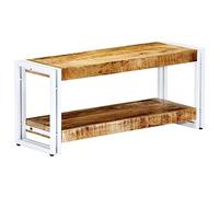 Mandloder Meuble TV 90 x 30 x 40 cm en bois massif de mangue, style industriel, fabriqué à la main, fer revêtu par pulvérisation, pour salon, chambre à coucher, centre de divertissement avec étagère
