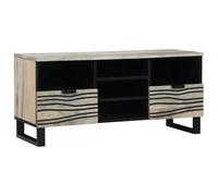 Mandloder Meuble TV avec tiroirs - Blanc - 100 x 33 x 46 cm - En bois - Montage mural - Pour salon, chambre à coucher - Électronique grand public