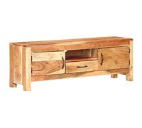 Mandloder Meuble TV en bois d'acacia massif, 116 x 30 x 40 cm, avec espace de rangement, pour salon, chambre à coucher et organisation des médias