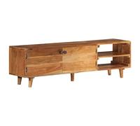 Mandloder Meuble TV en bois massif d'acacia - Finition miel - 140 x 30 x 40 cm - Pour salon, chambre à coucher - Console TV robuste avec espace de rangement