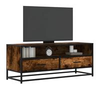 Mandloder Meuble TV en chêne fumé, 100 x 34,5 x 40 cm, matériau du bois et métal, design industriel, espace de rangement pour salon, support TV durable pour médias