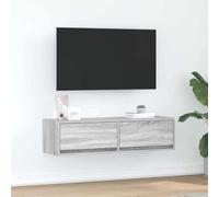 Mandloder Meuble TV gris Sonoma - 100 x 31 x 25,5 cm - En bois - Montage mural avec 2 tiroirs - Design moderne pour le salon - Rangement peu encombrant