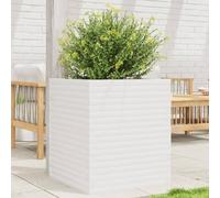 Mandloder Pot de fleurs blanc 60 x 60 x 68,5 cm en pin massif, grande capacité pour jardin, balcon, terrasse, idéal pour légumes, fleurs et plantes, durable