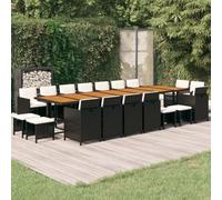 Mandloder Salon de jardin 19 pièces en polyrotin noir, 387 x 107 x 74 cm, avec coussins, ensemble de meubles d'extérieur, se range sans prendre de place pour terrasse et balcon