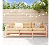 Mandloder Salon de jardin 3 pièces en pin massif, canapé d'extérieur modulaire, avec accoudoirs dossiers, cadre stable, pour balcon, terrasse, 62 x 66 x 70,5 cm, naturel