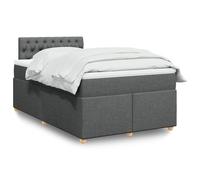 Mandloder Sommier à Lattes de Lit 120x190cm avec Matelas Ressorts Ensachés, Tissu Gris Foncé, Lumières LED Ambiance, Surmatelas Confortable, Cadre Robuste