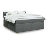 Mandloder Sommier à Lattes de Lit 180x200cm Gris Foncé avec Matelas à Ressorts Ensachés, Surmatelas Confortable, et Lumières LED Dimmables, Cadre de Lit Robuste en Tissu Durable