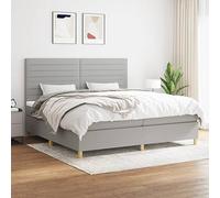 Mandloder Sommier à Lattes de Lit 200x200cm Gris Clair avec Matelas Ressorts Ensachés, Tête de Lit Réglable, Tissu Respirant, Confort Moyen-Dur, Ensemble Complet pour Chambre Adulte