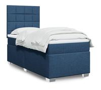 Mandloder Sommier à Lattes de Lit Bleu 80x200 cm avec Matelas à Ressorts Ensachés, Tête de Lit Réglable, Surmatelas Lavable, Soutien Optimal, Confort Durable