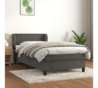 Mandloder Sommier à Lattes de Lit et Matelas Gris Foncé 90x200 cm en Velours Doux, Cadre de Lit Robuste avec Tête Réglable, Confort Supérieur pour Un Sommeil Réparateur