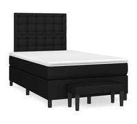 Mandloder Sommier à Lattes de Lit Noir 120x190 cm en Tissu Durable avec Matelas à Ressorts Ensachés, Tête de Lit Réglable, Soutien Moyen-Dur, Banc Inclus