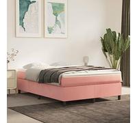 Mandloder Sommier à Lattes de Lit Rose 140x190 cm en Velours Doux, Cadre de Lit Robuste avec Matelas à Ressorts Ensachés et Surmatelas Confortable