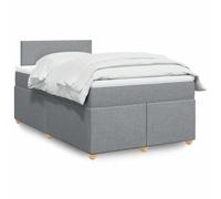 Mandloder Sommier à Lattes Lit Complet Gris Clair 120x190 cm, Tissu Polyester Durable, Matelas Ressorts Ensachés Fermeté Moyenne, Surmatelas Housse Lavable, Cadre Robuste