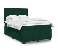 Mandloder Sommier à Lattes Lit Double 160x200cm Velours Vert Foncé avec Matelas Ressorts Ensachés et Surmatelas Confortable, Tête de Lit Réglable
