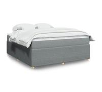 Mandloder Sommier à Lattes Lit Double Gris Clair 180x200cm, Tissu Polyester Durable avec Matelas Ressorts Ensachés et Surmatelas Confortable