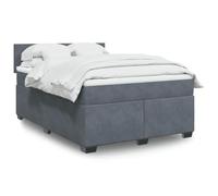 Mandloder Sommier à Lattes Velours Gris Foncé 140x190cm, Lit Double avec Matelas à Ressorts Ensachés et Surmatelas Confortable, Support Optimal