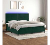 Mandloder Sommier à Lattes Velours Vert Foncé 200x200 cm avec Matelas, Tête de Lit Réglable et Bande LED Intégrée, Confort Suprême