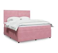Mandloder Sommier Lit Double Rose 180x200 cm Velours avec Matelas Ressorts Ensachés, Tête de Lit Réglable, Éclairage LED Ambiant et Surmatelas Confortable