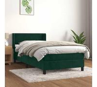 Mandloder Sommier Lit Velours Vert Foncé 80x200 cm avec Tête de Lit Réglable, Matelas Ressorts Ensachés et Surmatelas Mousse pour Confort Optimal