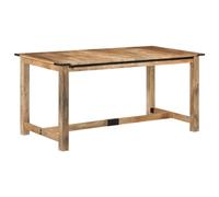 Mandloder Table à manger rectangulaire en bois massif de mangue, 160 x 80 x 75 cm, table de cuisine durable, finition naturelle