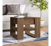 Mandloder Table basse aspect chêne marron 55,5 x 55 x 45 cm en matériau dérivé du bois - Table d'appoint de salon avec espace de rangement - Table basse stable pour salon, style ferme