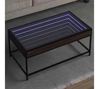 Mandloder Table basse avec LED Infinity Effet chêne Marron 90 x 50 x 41 cm Matériau en bois robuste Éclairage RVB pour salon