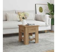 Mandloder Table basse en chêne artisanal, 40 x 40 x 42 cm, matériau en bois, table d'appoint robuste avec espace de rangement pour le salon, étagère pratique pour livres et décoration