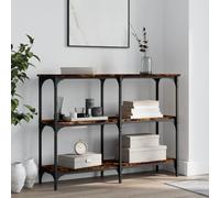 Mandloder Table console en chêne fumé 100 x 29 x 75 cm, matériau à base de bois avec cadre en métal, stable, pieds réglables, pour couloir, salon, entrée, table latérale polyvalente