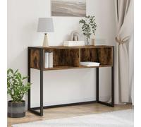 Mandloder Table d'appoint, couleur fumée, 100 x 36 x 75 cm, table d'extrémité industrielle, en bois, table basse stable pour salon, console durable