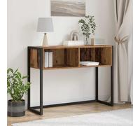 Mandloder Table d'appoint en bois recyclé 100 x 36 x 75 cm, table basse industrielle en bois avec pieds en acier, table console robuste pour salon, couloir, table de téléphone polyvalente, durable