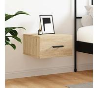 Mandloder Table de chevet murale en chêne Sonoma - 35 x 35 x 20 cm - Étagère flottante en bois avec espace de rangement - Pour chambre à coucher, salon, petit cabinet