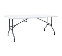 Mandloder Table de jardin pliante en polyéthylène haute densité Blanc 180 x 72 x 72 cm Table pliante robuste pour pique-niques, fêtes, camping, extérieur, balcon, meubles de jardin
