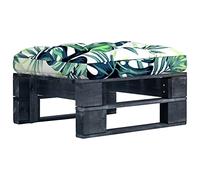 Mandloder Tabouret de jardin en palette, noir, en pin imprégné, 60 x 60 x 25 cm, avec coussin, pour terrasse, balcon, salon extérieur, meuble de salon robuste