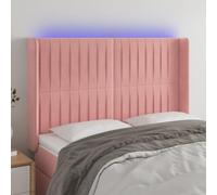 Mandloder Tête de lit en velours rose avec éclairage LED - 147 x 16 x 118/128 cm - Hauteur réglable - Intensité variable - Bande LED USB découpable - Pour lit et chambre à coucher