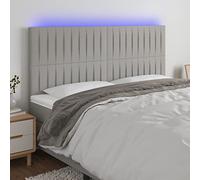 Mandloder Tête de lit LED - Gris clair - 160 x 5 x 118/128 cm - Rembourrage en tissu - Tête de lit réglable en hauteur - Pour chambre à coucher - Design moderne avec bande LED de couleur coupable