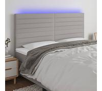 Mandloder Tête de lit LED gris clair 200 x 5 x 118/128 cm en tissu - Tête de lit réglable en hauteur avec bande LED colorée coupable pour une lecture confortable dans la chambre à coucher