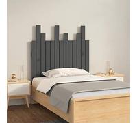 Mandloder Tête de lit murale moderne, en pin massif, gris, 82,5 x 80 cm, panneau mural élégant pour lit sans tête de lit, protection du dos idéale pour la lecture