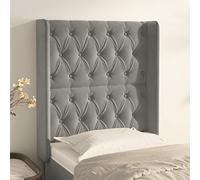 Mandloder Tête de lit réglable en hauteur avec oreilles en velours gris clair 83 x 16 x 118/128 cm, design luxueux pour n'importe quelle chambre à coucher, offre confort et stabilité
