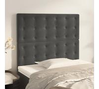 Mandloder Têtes de lit 2 pièces. Gris foncé 90 x 5 x 78/88 cm Velours, Hauteur réglable pour lit, Aspect luxueux de chambre à coucher, Pieds en bois robuste, Support dorsal confortable