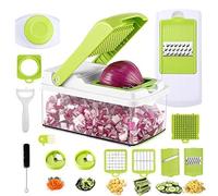 Mandoline 13 en 1 Multifonction Professionnelle Couper les Legumes Fruit,7 Lames Différentes Couteau en Acier Inoxydable Interchangeables Utilisation,Slicer pour Fromage,Concombre,Oignons,Tomates