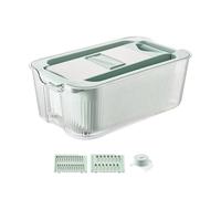 Mandoline avec Récipient, Ustensile de Cuisine Professionnel en Acier Inoxydable pour Légumes, Coupe-légumes Multifonctionnel, Bleu à 3 Lames