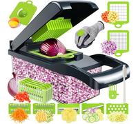 Mandoline Cuisine 16-en-1 Multifonction - 7 Lames Réglables, Coupe Légumes Manuel Professionnel, pour Tomates/Oignons/Carottes