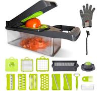 mandoline cuisine 16en1,coupe legumes multifonctions avec notice incluse-hachoir manuel,rapeuse legume, coupe oignon,decoupe legumes