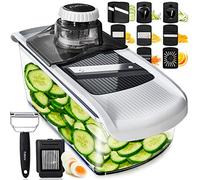Mandoline Cuisine Coupe Legume Multifonctions - Mandoline Professionnelle Cuisine - Trancheur de Légumes Manuel - Coupe Legume Oignon Carotte Concombre - Cuisine Accessoires (11-en-1 Blanc)
