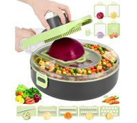 Mandoline Cuisine, Coupe Legumes Multifonctions, 16 en 1 Coupe Legume avec 8 Lames Réglable, Decoupe Legumes, Coupe Legumes, Coupe Oignon, Coupe Legume Cube, pour Oignons Tomates Carotte Concombre
