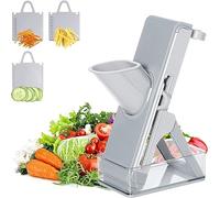 Mandoline Cuisine Manuelle, Coupe Legume Multifonction, Mandoline Slicer Verticale Lame en Acier Inoxydable pour Pomme de Terre, Carotte, Oignon,Gris