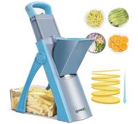 Mandoline Cuisine, Safety Slicer Coupe Frites Manuelle, Multifonction Tous Coupe Légumes Lame en acier inoxydable, Julienne, Cubes, Fcoupe Patate Frite carotte, Euroshopping -bleu ciel