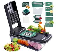 Mandoline de cuisine - Mandoline japonaise - 12 en 1 - Lames inox - Panier égouttoir